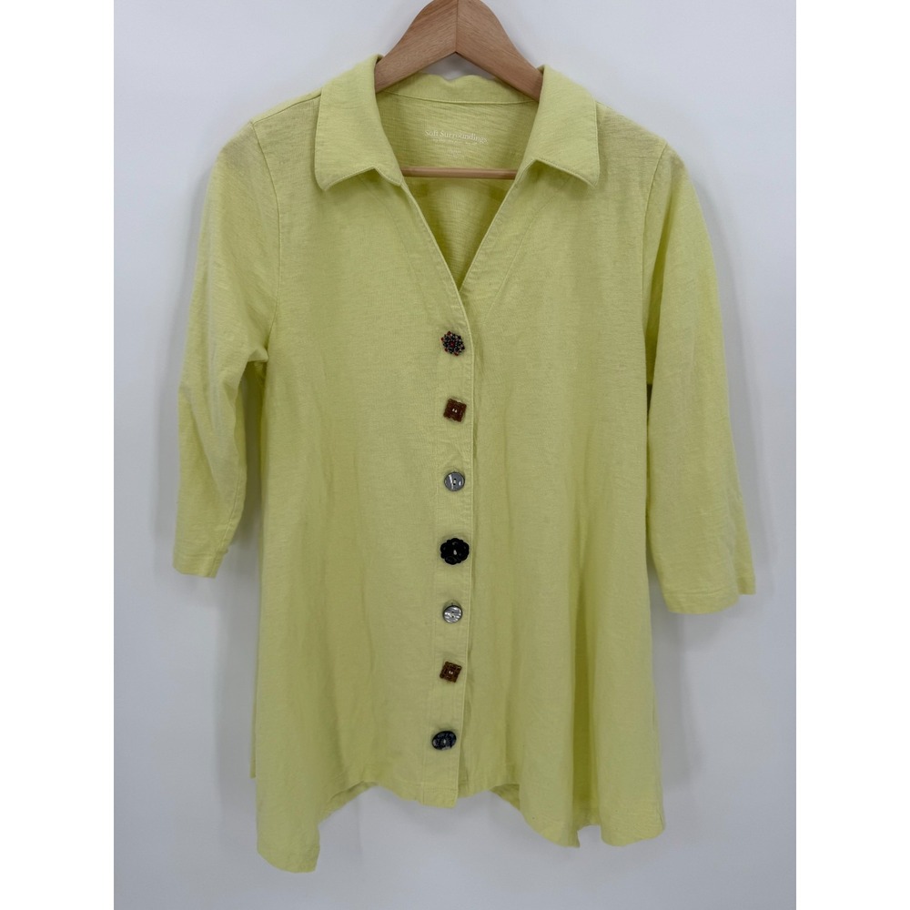 Soft Surroundings Lemon Yellow Button-Front Tunic